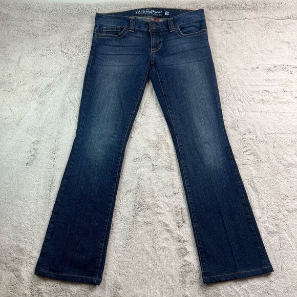 Guess Jeans Womens 29 Daredevil Boot Low Rise Cotton Blend Denim Dark Blue - Picture 1 of 10